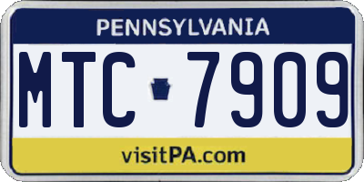 PA license plate MTC7909