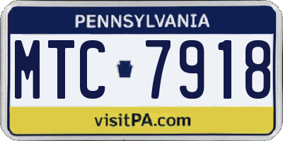 PA license plate MTC7918