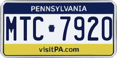 PA license plate MTC7920