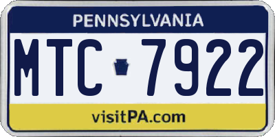 PA license plate MTC7922