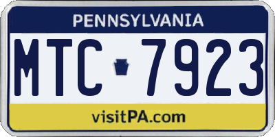 PA license plate MTC7923