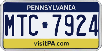 PA license plate MTC7924