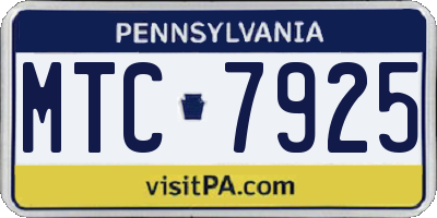 PA license plate MTC7925