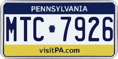 PA license plate MTC7926