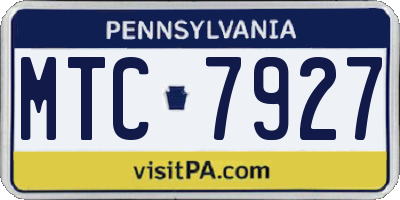 PA license plate MTC7927