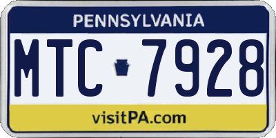 PA license plate MTC7928