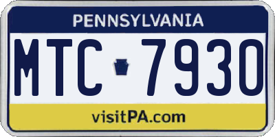 PA license plate MTC7930