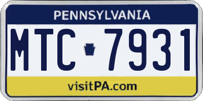 PA license plate MTC7931
