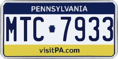 PA license plate MTC7933