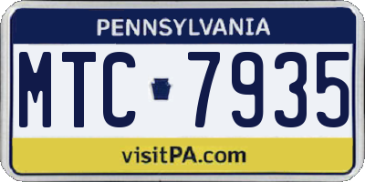 PA license plate MTC7935
