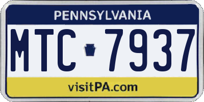 PA license plate MTC7937