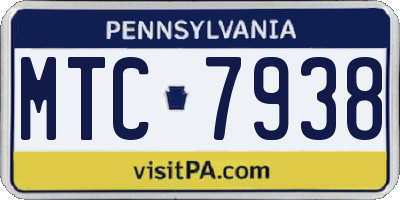 PA license plate MTC7938