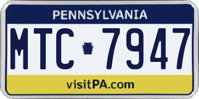 PA license plate MTC7947