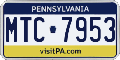 PA license plate MTC7953