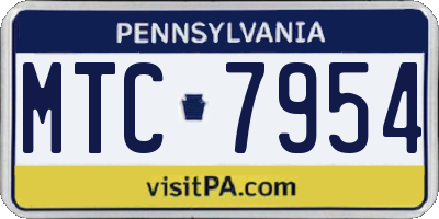 PA license plate MTC7954
