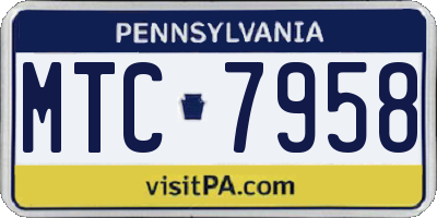 PA license plate MTC7958