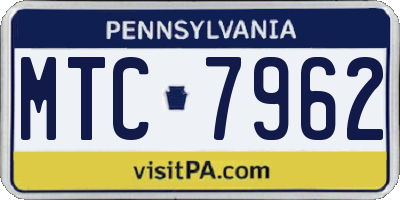 PA license plate MTC7962