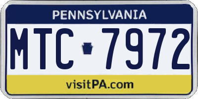 PA license plate MTC7972