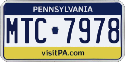 PA license plate MTC7978