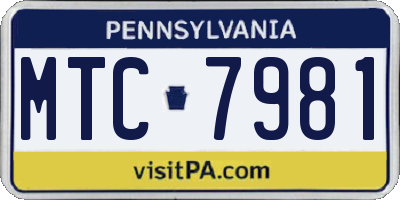PA license plate MTC7981