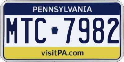 PA license plate MTC7982