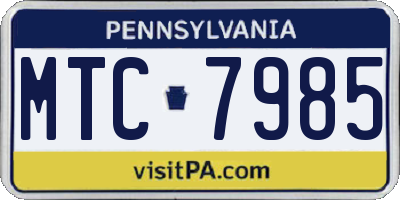 PA license plate MTC7985