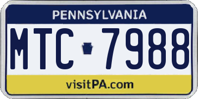 PA license plate MTC7988