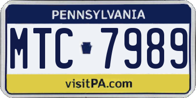 PA license plate MTC7989