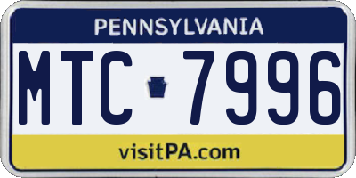 PA license plate MTC7996