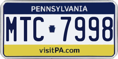 PA license plate MTC7998