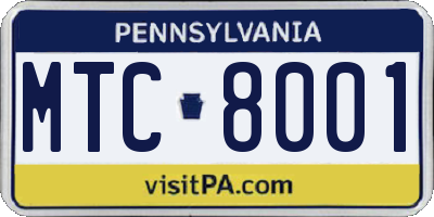 PA license plate MTC8001