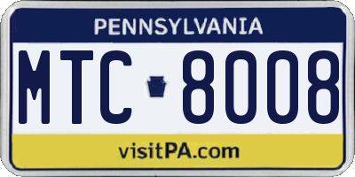 PA license plate MTC8008
