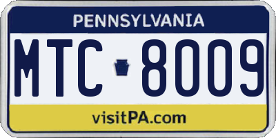 PA license plate MTC8009