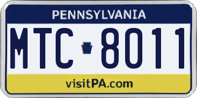 PA license plate MTC8011