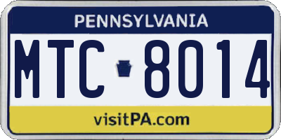 PA license plate MTC8014