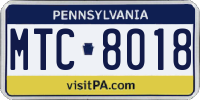 PA license plate MTC8018