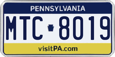 PA license plate MTC8019