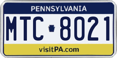 PA license plate MTC8021