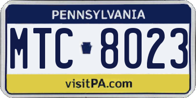 PA license plate MTC8023