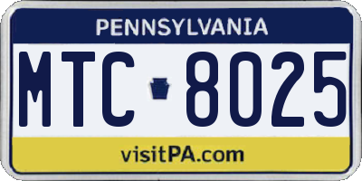 PA license plate MTC8025