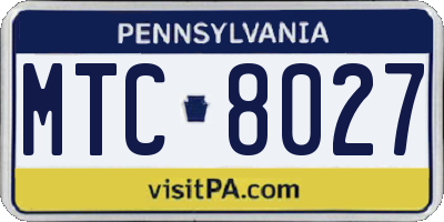 PA license plate MTC8027