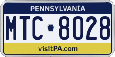 PA license plate MTC8028