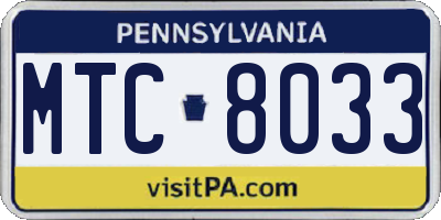 PA license plate MTC8033