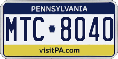 PA license plate MTC8040
