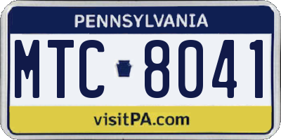 PA license plate MTC8041