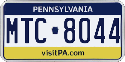 PA license plate MTC8044