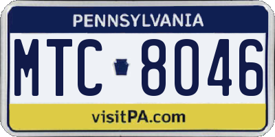 PA license plate MTC8046