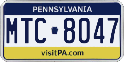 PA license plate MTC8047