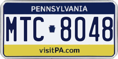 PA license plate MTC8048