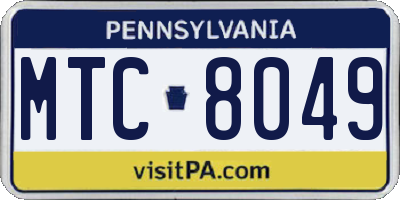 PA license plate MTC8049